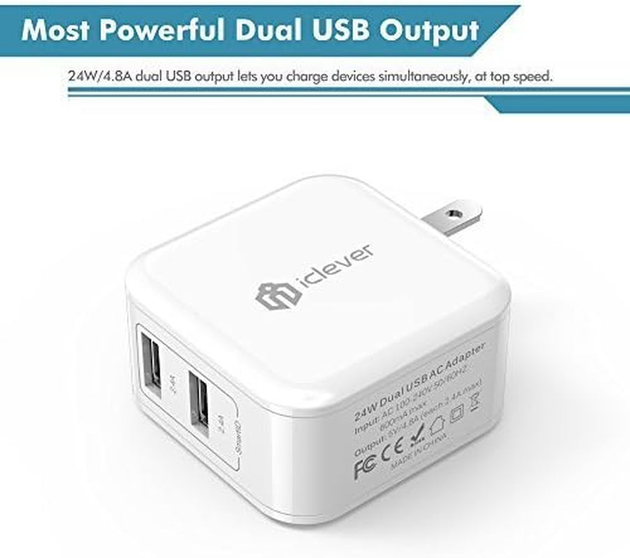 Boostcube 2Nd Generation 24W Dual USB Wall Charger with Smartid Technology, Foldable Plug, Travel Power Adapter for Iphone Xs/Xs Max/Xr/X/8 Plus/8/7 Plus/7/6S/6 Plus, Ipad Pro Air/Mini and Other Tablet